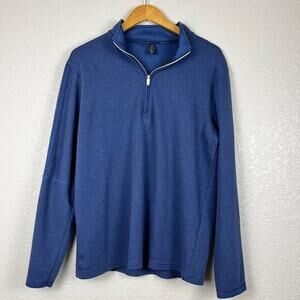 Adidas Mens‎ 1/4 Zip Pullover Medium Blue 3 Stripes Comfort Lounge Athletic Golf